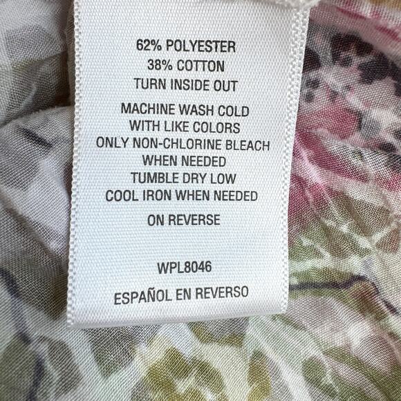 JM Collection Womens Button Blouse Top Size 10 Floral Sequin Flowy Feminine Pink - Picture 7 of 8